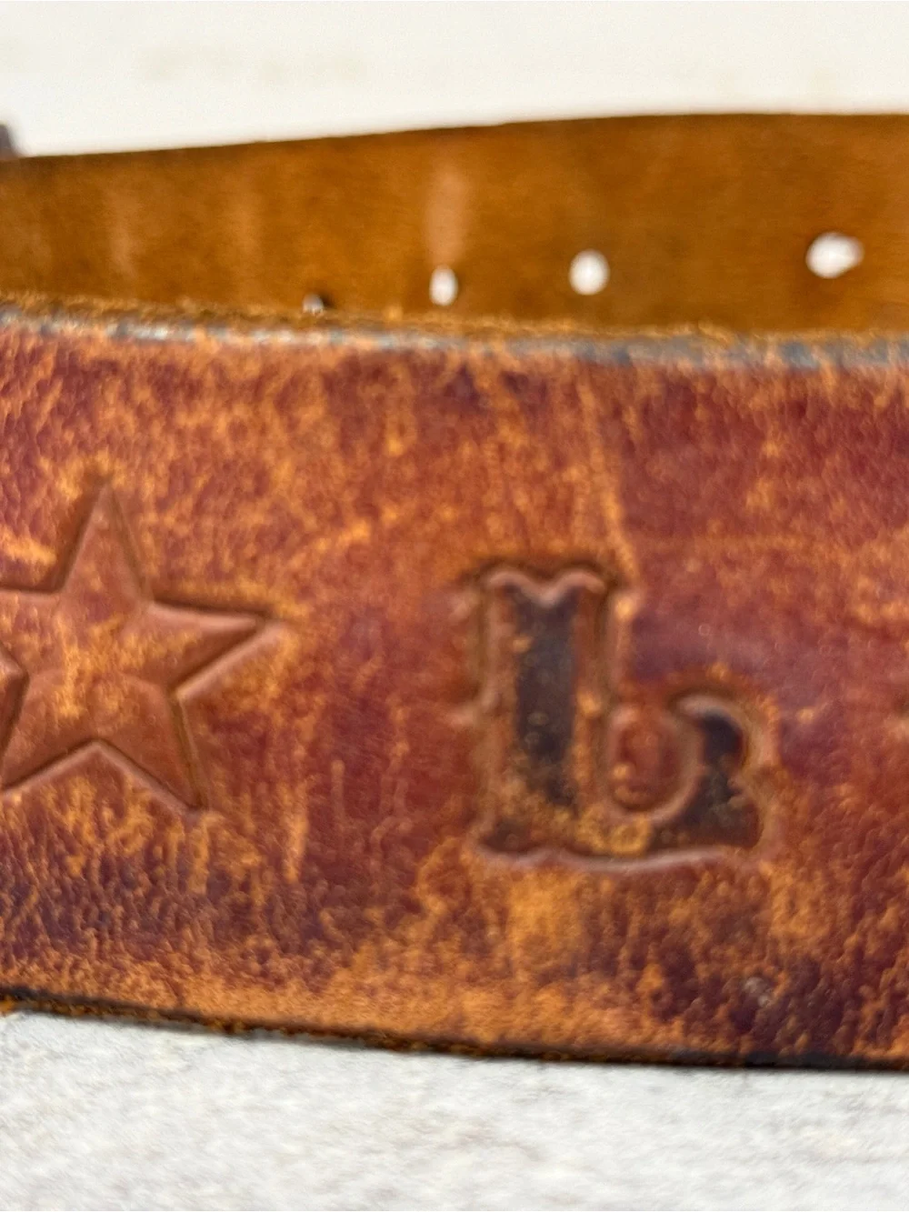 Vintage LONESOME Tooled Leather Western Belt Strap Stars Cowboy